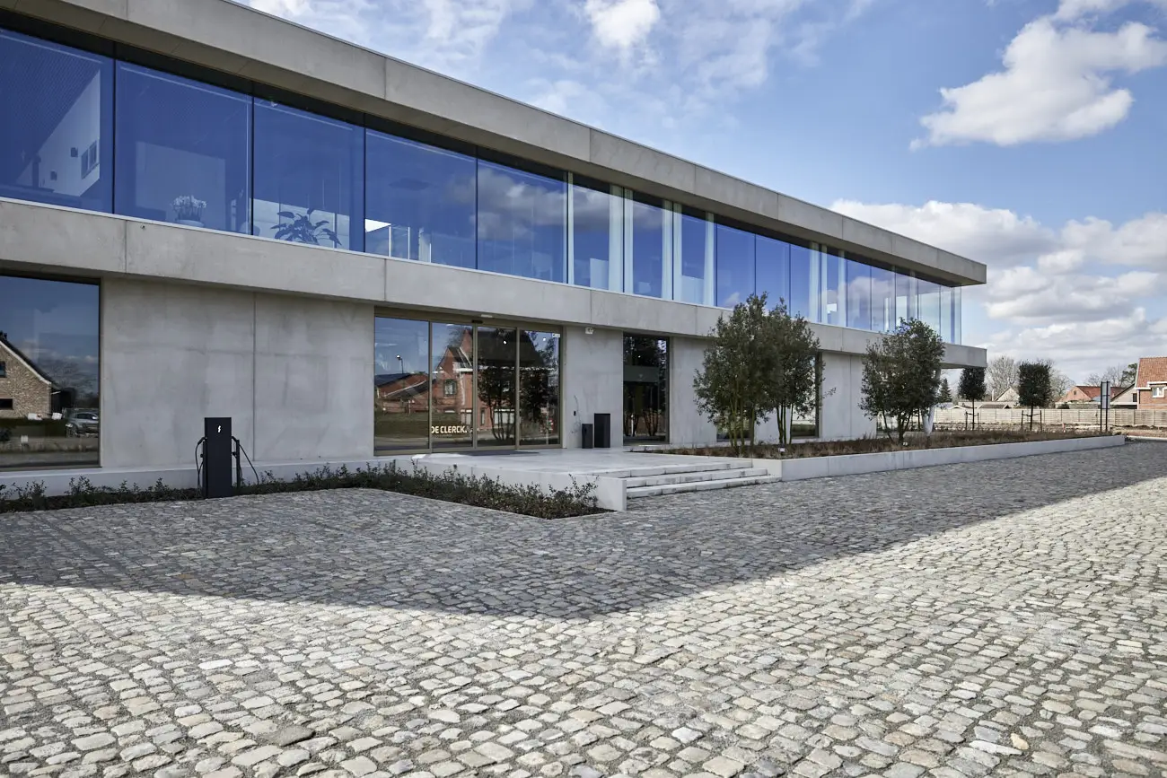 Entrance view of modern business building designed by WE Architects by Peter Louies Photography